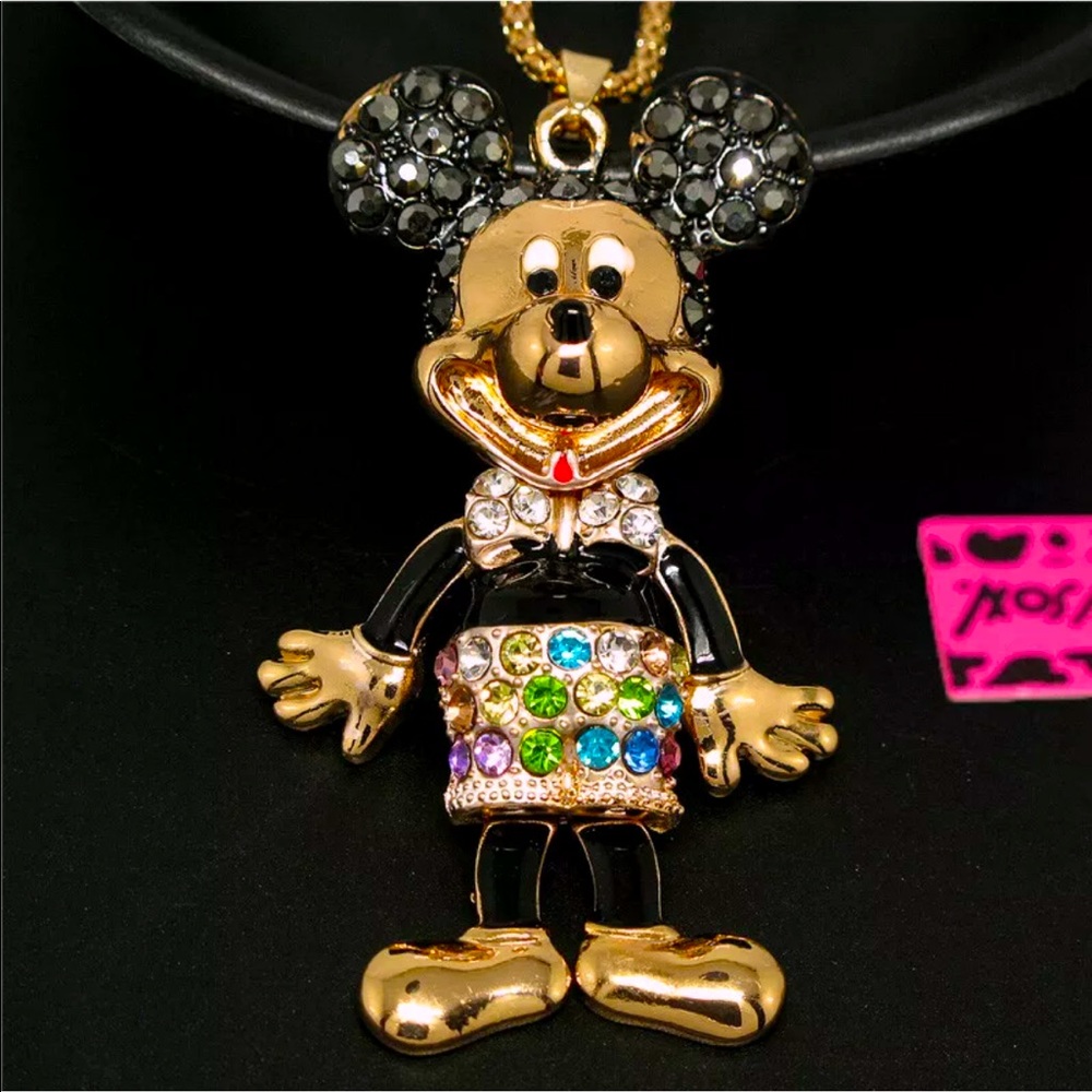 New Betsey Johnson Mickey Mouse Crystal Pendant - Picture 1 of 7